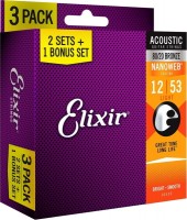 Струны Elixir Acoustic 80/20 Bronze NW Light 12-53 (3-Pack) 