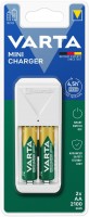 Фото - Зарядка для акумуляторної батарейки Varta Mini Charger 57656 + 2xAA 2100 mAh