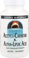 Спалювач жиру Source Naturals Acetyl L-Carnitine/Alpha-Lipoic Acid 650 mg 120 tab 120 шт.